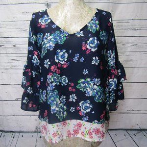 Cure. Ruffle Sleeve, Floral Top